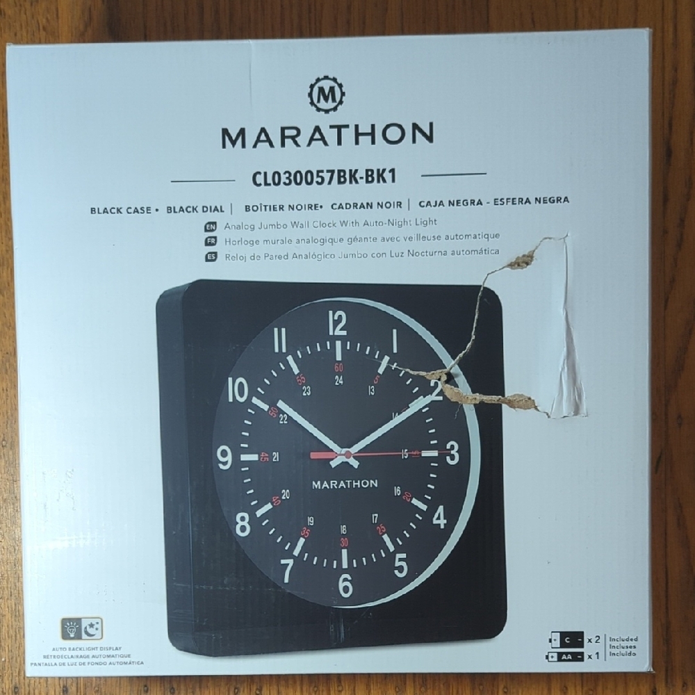 Marathon Black Analog Wall Clock